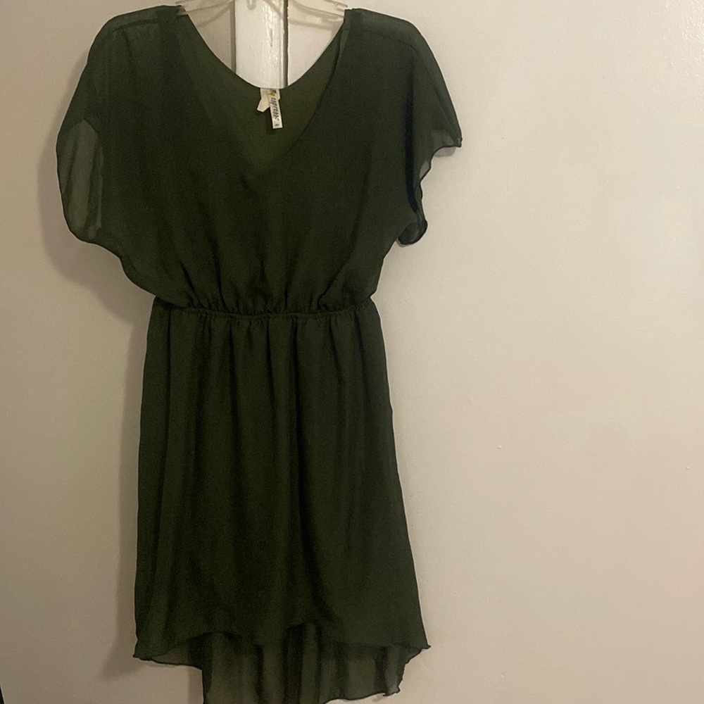 Green high low dress